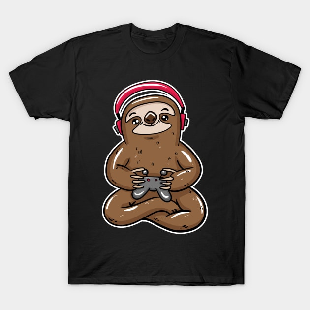 Gaming Sloth T-Shirt by LetsBeginDesigns